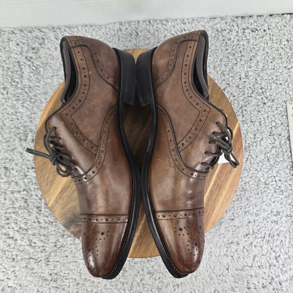Johnston & Murphy Tyndall Brown Leather Cap Toe Brogue Oxford Dress Shoe Mens 11 - Picture 7 of 12